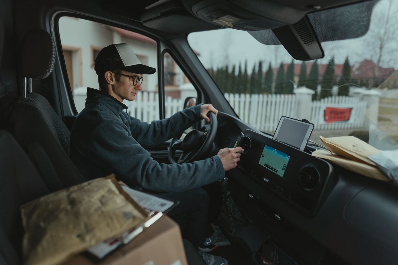 B&N driver navigating a delivery route